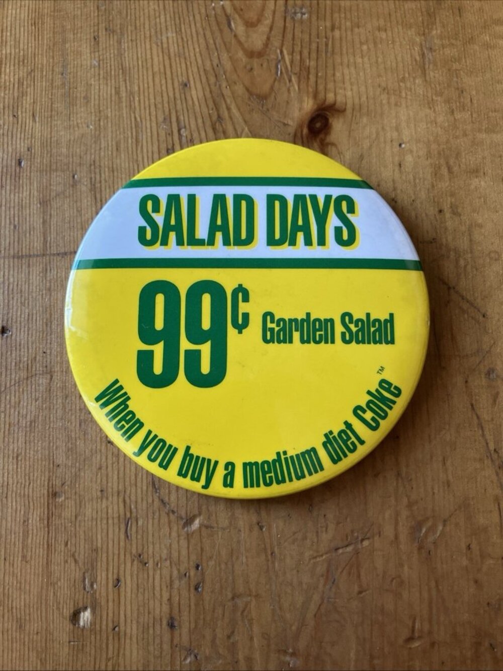 Vintage Salad Days Fast Food Pin Back Button McDonald's?